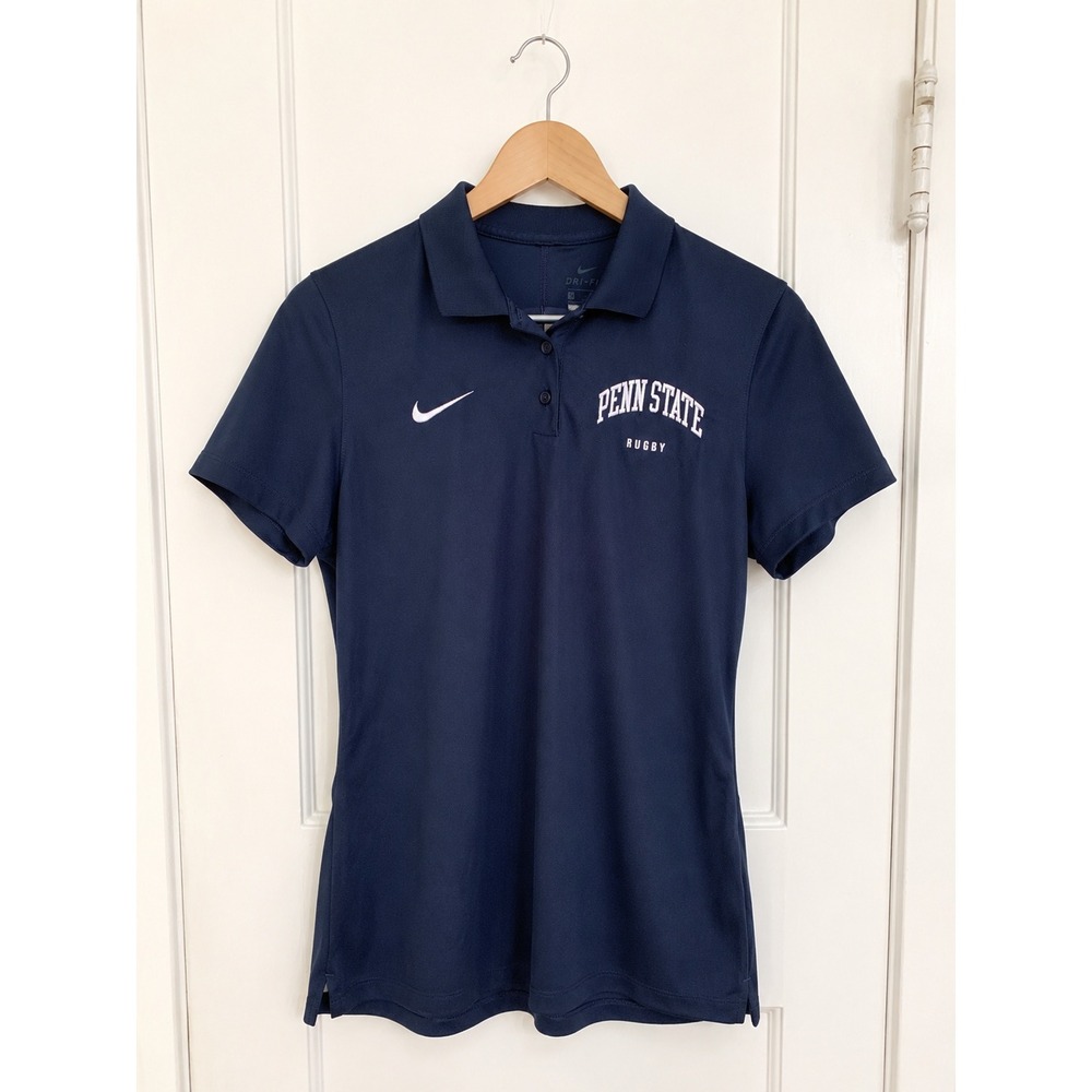 Nike Penn State Rugby Dri-Fit‎ Polo Shirt Navy Blue Medium Short Sleeve